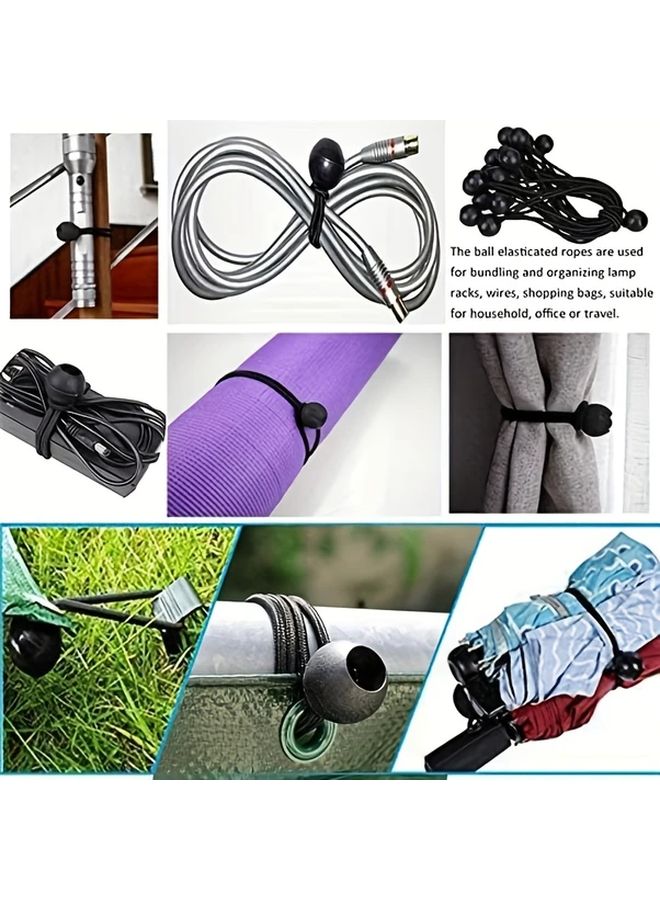 10pcs Heavy Duty Nylon Elastic Rope With Ball Tent Tie Down Camping Cargo Handling - Image 5