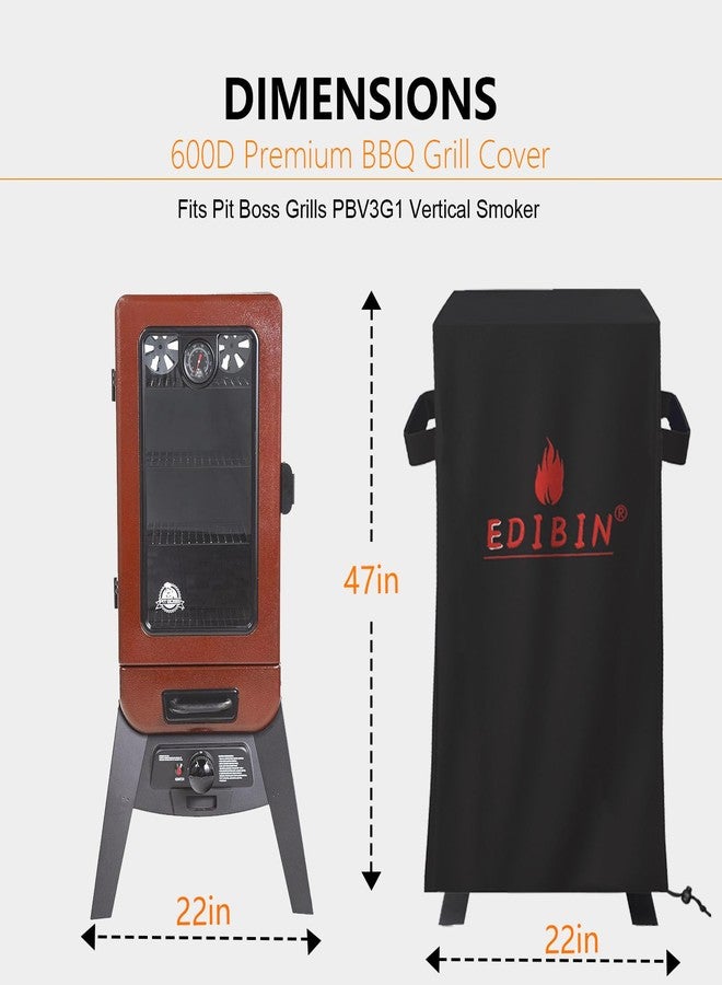 EDIBIN Smoker Cover for Pit Boss Grills PBV3G1 Vertical Smoker, Waterproof Grill BBQ Cover for Pit Boss Vertical Smoker - 23" D x 22" W x 47" H - Image 2