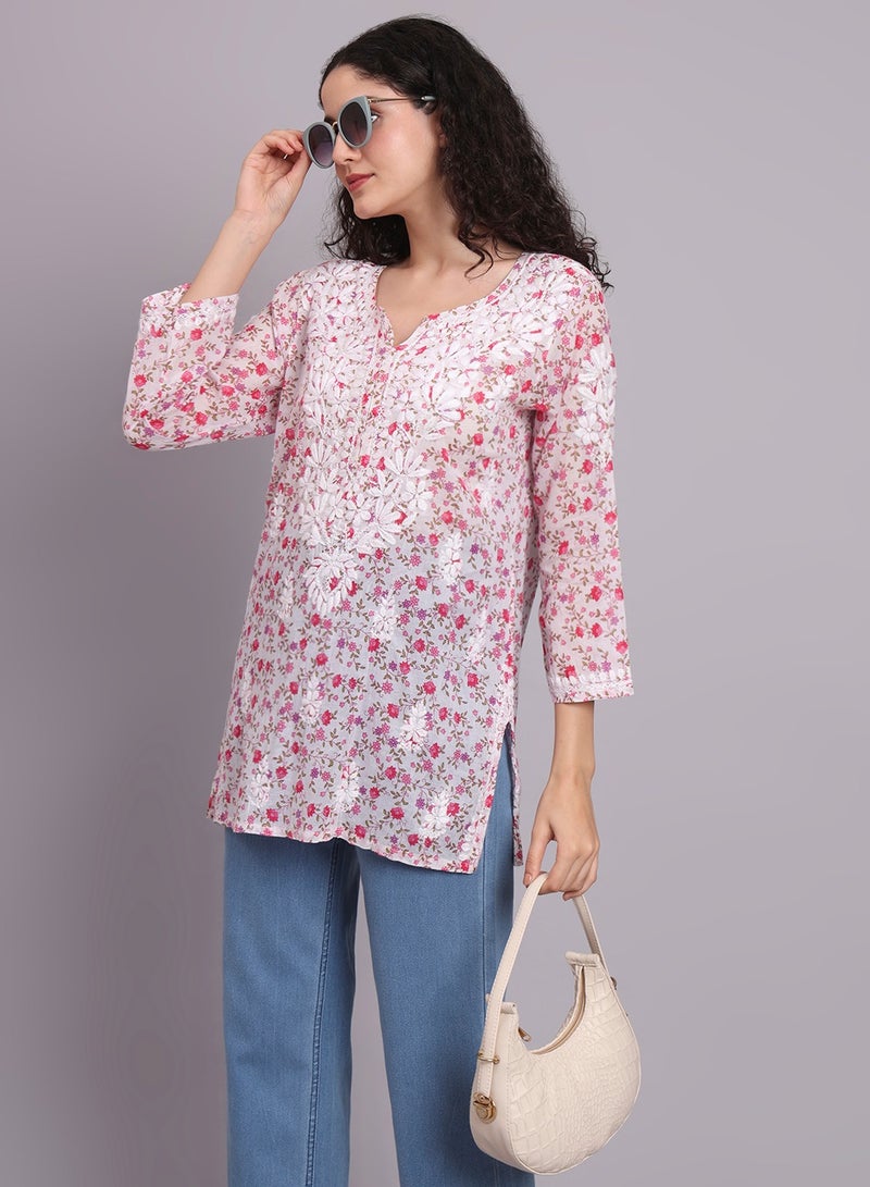 الايا كرتي مطرزة يدوياً بالقطن شيكانكاري - Image 2