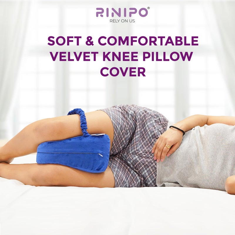 RINIPO Knee Pillow Cover,Replacement Cover for Wedge Heart Shape Leg and Knee Support Pillow,9.25x9.25x5.5 Inches,Soft,Breathable,Stretchable Elastic Band for Secure Fit,Zipper,Washable (Velvet Blue) - Image 4
