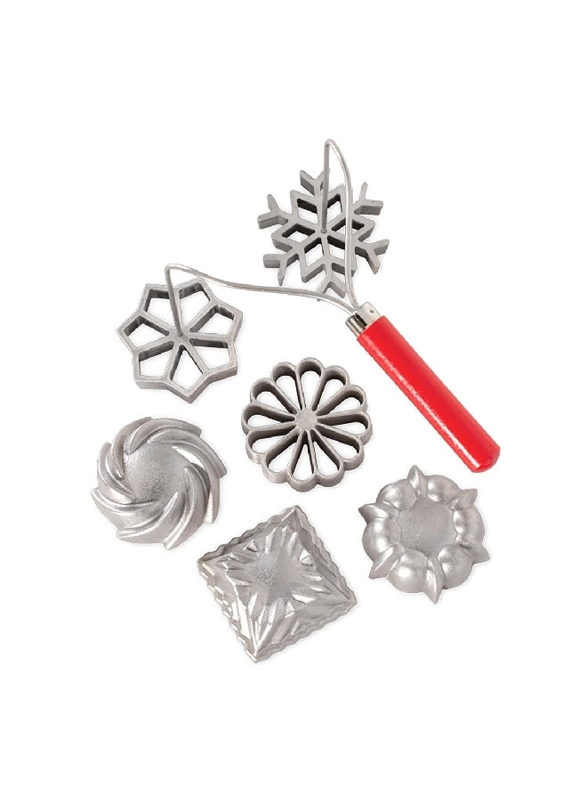 NORDICWARE 7-Piece Swedish Rosette and Timbale Pastry Shells Set Silver and Red 3 x 3 x 1.25 Inch 