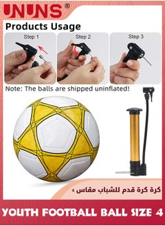 UNUNS Youth Football Ball Size 4,Training Soccer Ball For Kids Youth,Double Layer Anti-Explosion Football,Indoor Outdoor Play Game Training Practice Football Ball Pump,Ball Bag And Net Bag,Durable Football  - Image 3