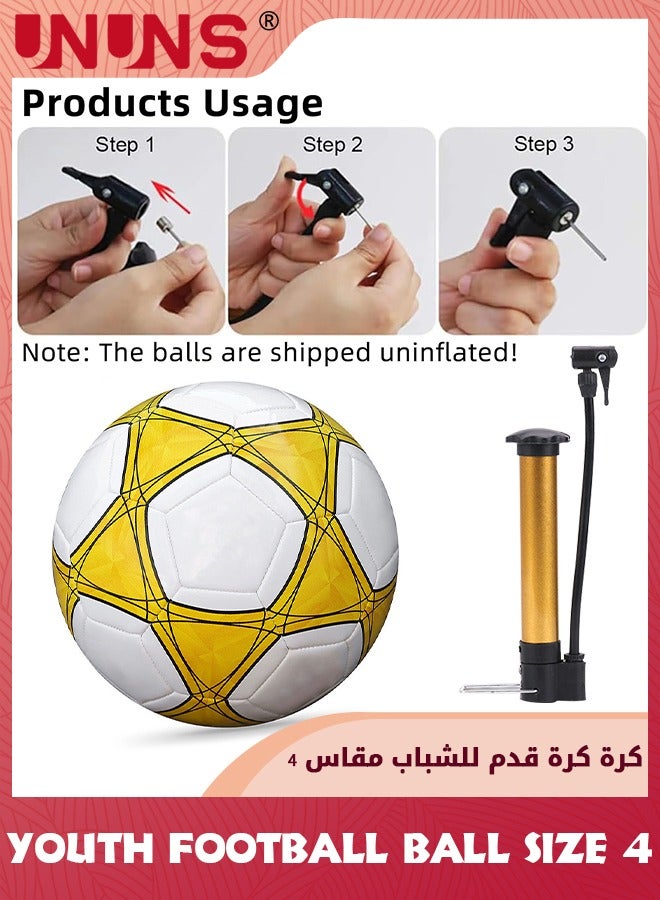 UNUNS Youth Football Ball Size 4,Training Soccer Ball For Kids Youth,Double Layer Anti-Explosion Football,Indoor Outdoor Play Game Training Practice Football Ball Pump,Ball Bag And Net Bag,Durable Football - Image 3