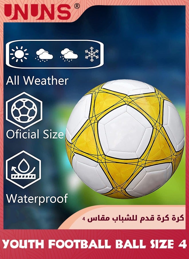 UNUNS Youth Football Ball Size 4,Training Soccer Ball For Kids Youth,Double Layer Anti-Explosion Football,Indoor Outdoor Play Game Training Practice Football Ball Pump,Ball Bag And Net Bag,Durable Football - Image 2