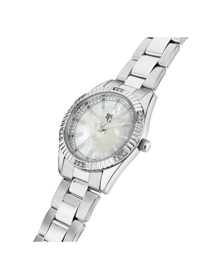 B&G Women's White Round Analog Dial with Silver Stainless Steel Band Watch - 31mm - R3853241531 - Image 2
