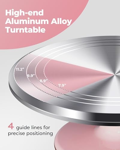 Kootek Aluminium Cake Turntable Set, Baking Tools with Revolving 12" Cake Stand for Decorating, 12.7" Offset Spatula, 3 Stainless Steel Frosting Icing Smoother, Cake Serve Cake Decorating Kit Supplies - Image 2