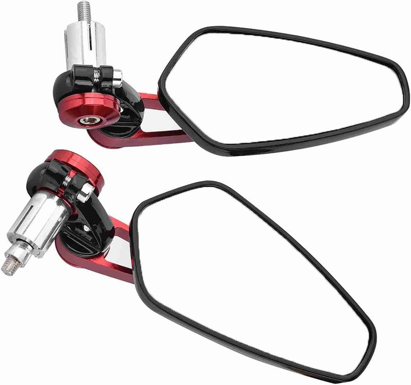 Rearview Mirrors, 360 Degree Adjustability, Clear Optic Glass Mirror, Stylish Design, Universal Aluminum Alloy 7/8" Bar End Side Mirrors for Most Motorcycles with (Red) - Image 4