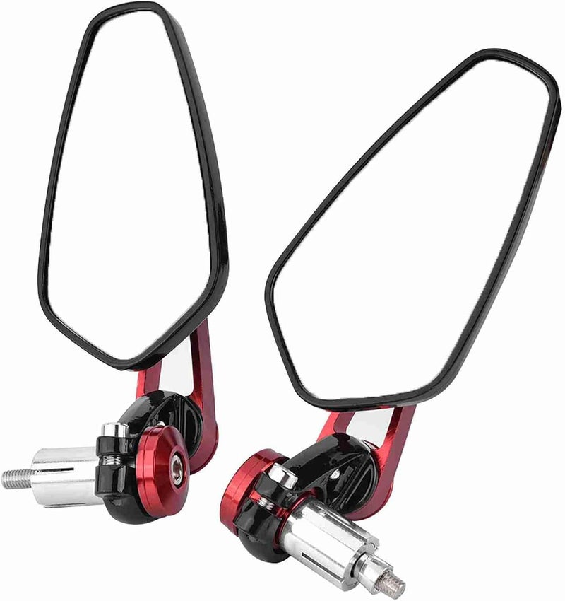 Rearview Mirrors, 360 Degree Adjustability, Clear Optic Glass Mirror, Stylish Design, Universal Aluminum Alloy 7/8" Bar End Side Mirrors for Most Motorcycles with (Red) - Image 1