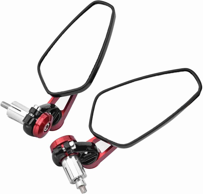 Rearview Mirrors, 360 Degree Adjustability, Clear Optic Glass Mirror, Stylish Design, Universal Aluminum Alloy 7/8" Bar End Side Mirrors for Most Motorcycles with (Red) - Image 2