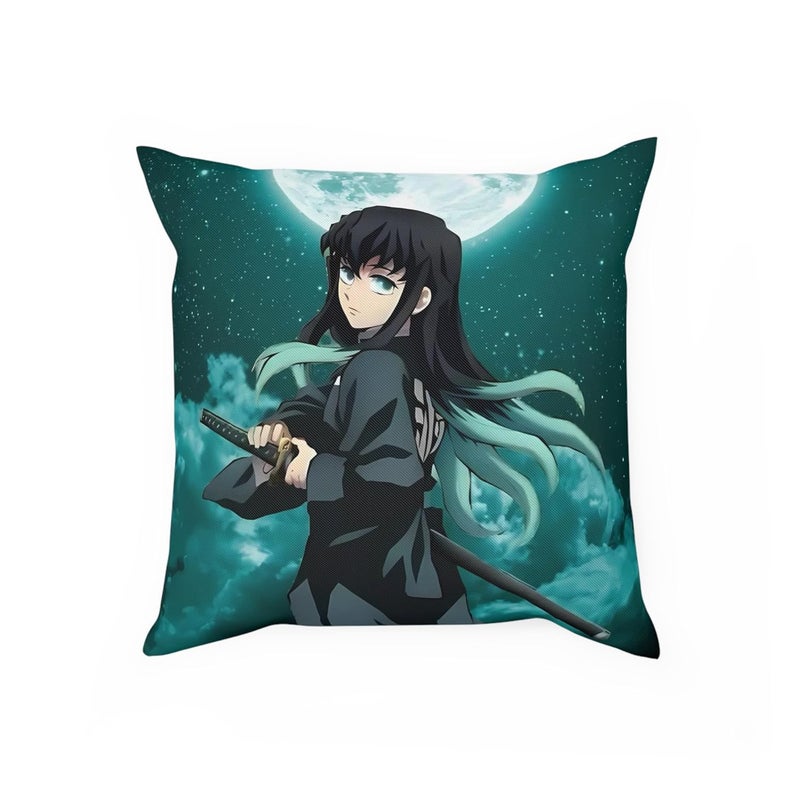 Gifting Domus Anime CushionPillow Muichiro Tokito Demon Slayer 12x12 Inch HD Vibrant Print Free 10 Vinyl Stickers Best Birthday Gift for Anime Lovers Siblings Friends - Image 2