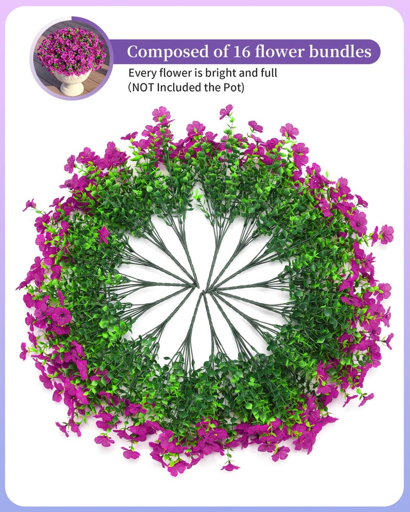 JAKY Global Artificial Flowers for Outdoors Faux Outside Plants Spring Summer Decorations 16 Bundles UV Resistant Silk Daisy Fake Eucalyptus Realistic Used for Yard Porch Patio Window Box Planter Decor  - Image 3