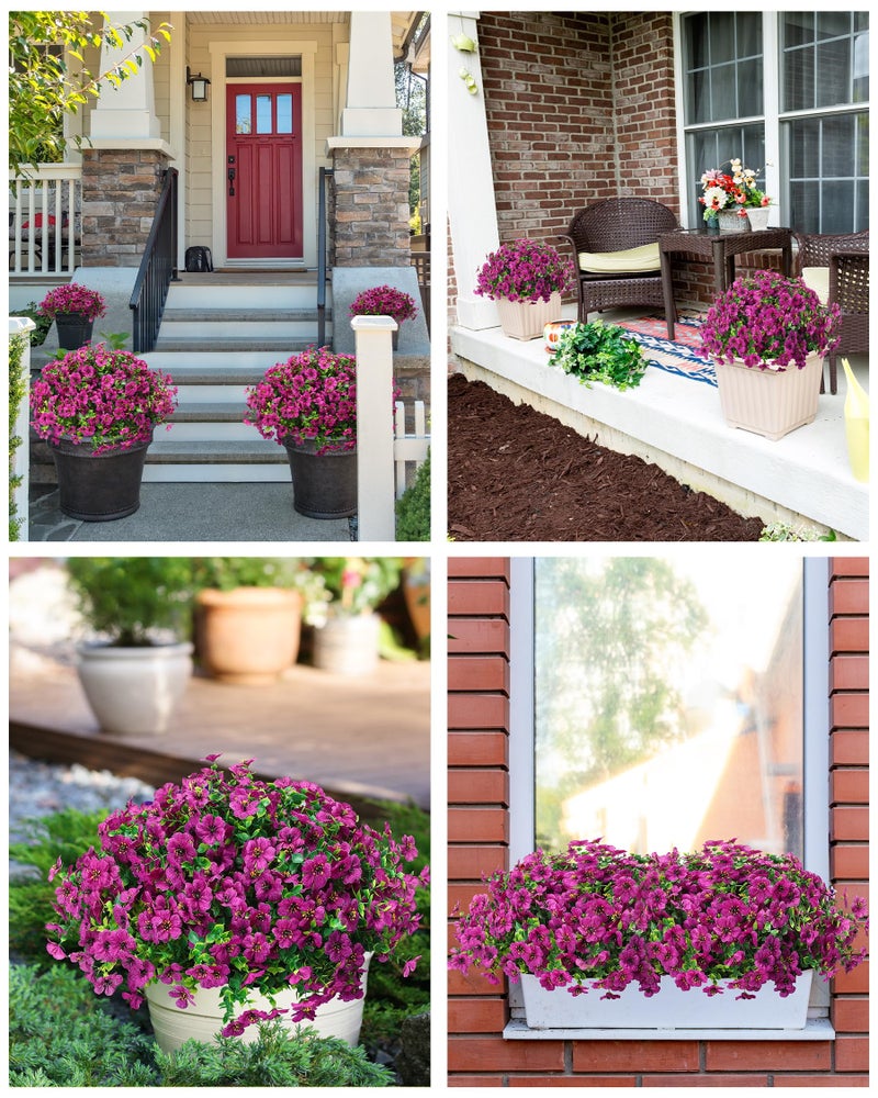 JAKY Global Artificial Flowers for Outdoors Faux Outside Plants Spring Summer Decorations 16 Bundles UV Resistant Silk Daisy Fake Eucalyptus Realistic Used for Yard Porch Patio Window Box Planter Decor  - Image 5