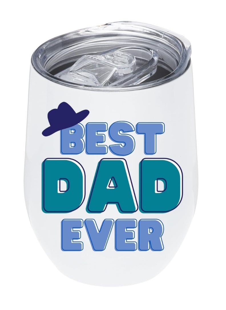 LOUD UNIVERSE Best Dad Ever Printed White Tumbler With Lid, Gift For dad, Father's Day  - Image 1