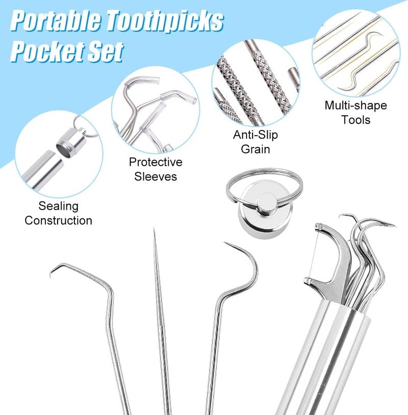 Gyanadh 7 Pcs Teeth Cleaning Tool Toothpicks Dental Tools Teeth Braces Cleaner Tooth Stains Remover Digging Adult Picking Dental Hygiene Kit - Image 5