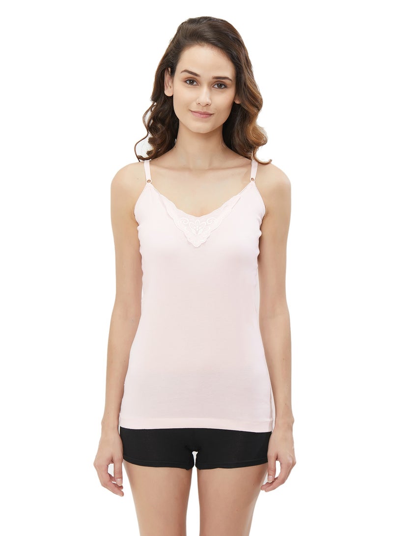 BYC WOMEN'S ADJUSTABLE STRAP COTTON CAMISOLE (PACK OF 3) - PINK  - Image 3