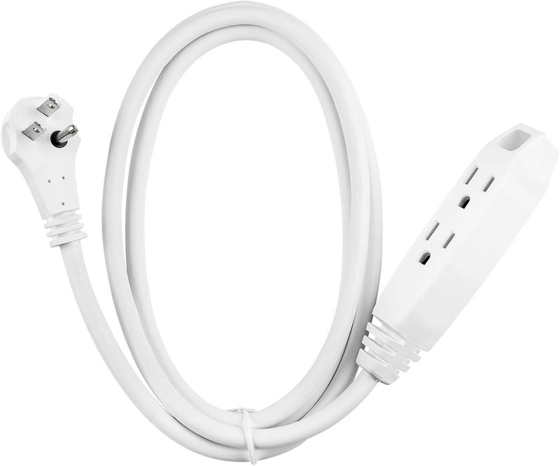 Clear Power 6 ft 3 Outlet Heavy Duty Flat Plug Extension Cord 14/3 SJT for Small Tools, Appliance and Office Equipment, White, 3 Prong Grounded, DCIC-0046-DC - Image 1