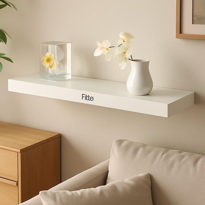 Fitto Wall Shelf 80x19.5cm, White Floating Shelf for Home Decor - Image 2