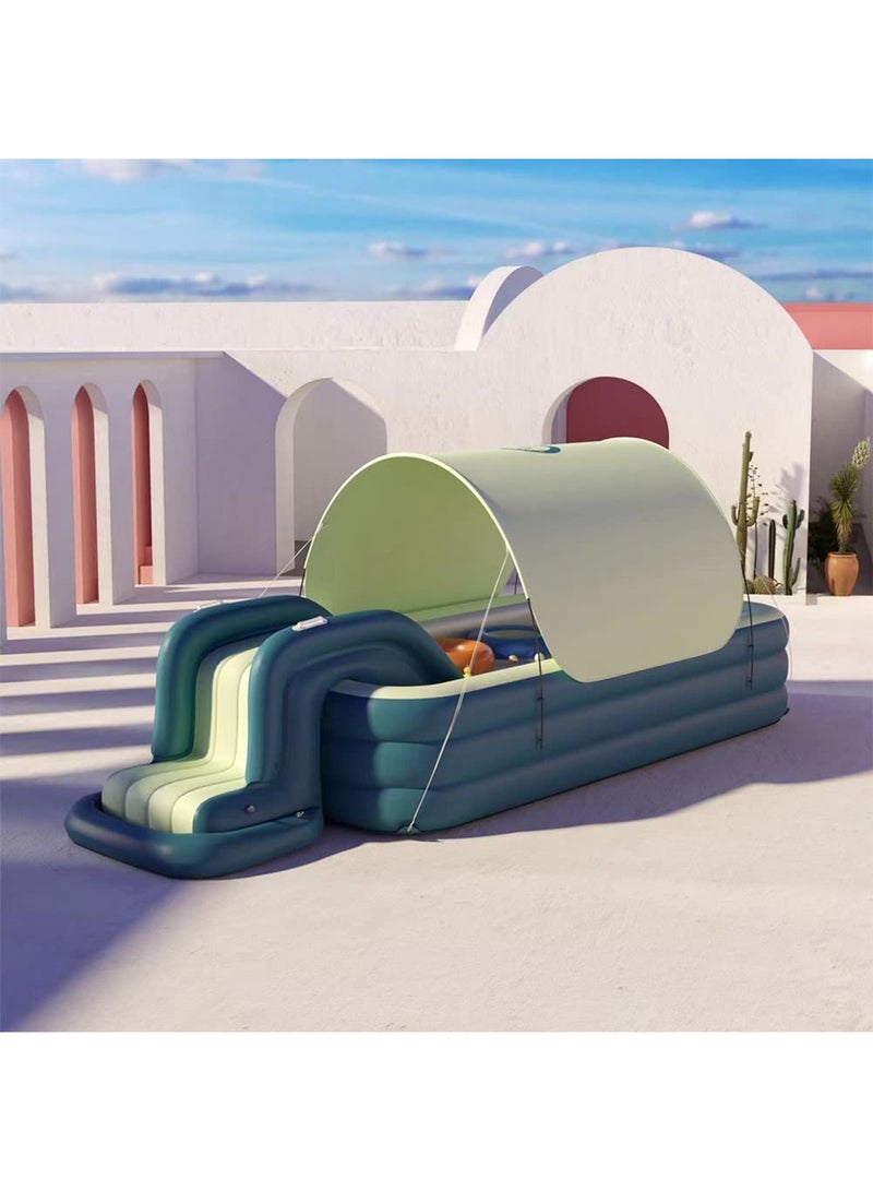 Generic Inflatable Swimming Pool Play Center with Removeable Slide and Sun Shade PVC Material - Image 1