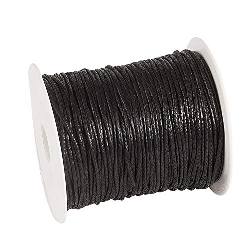 Craftdady 100 Yards 1.5mm Waxed Cotton Cord Macrame Bracelet Necklace Jewelry Making Waxed Beading Thread String (Black) - Image 1
