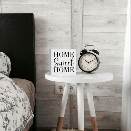ENGVZ Home Sweet Home Rustic Farmhouse Style Wood Sign Art 5 x 5 Inch Wooden Box Plaque for Living Room Desk Décor Gift - Image 5