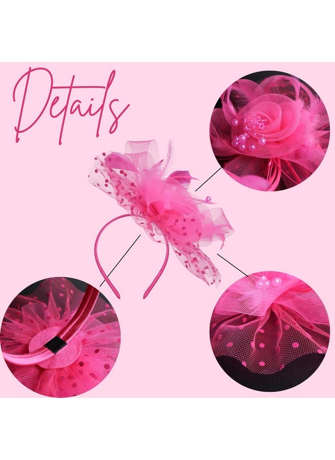 Needzo Fascinator For Women Kentucky Derby The Oaks Church And Tea Party Accessory Headband Or Hair Clip One Size (Pink)  - Image 2