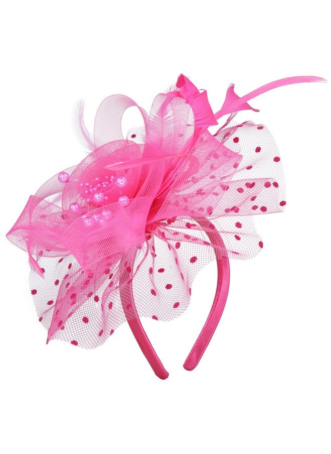 Needzo Fascinator For Women Kentucky Derby The Oaks Church And Tea Party Accessory Headband Or Hair Clip One Size (Pink)  - Image 1