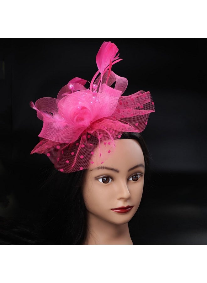 Needzo Fascinator For Women Kentucky Derby The Oaks Church And Tea Party Accessory Headband Or Hair Clip One Size (Pink)  - Image 3