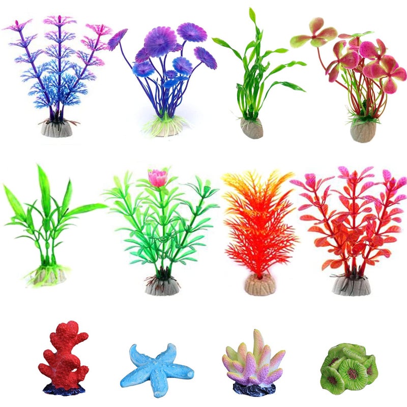 OrgMemory Artificial Aquarium Plants 12pcs Coral Seaweed Water Plants Fish Tank Lifelike Decorations for Household and Office