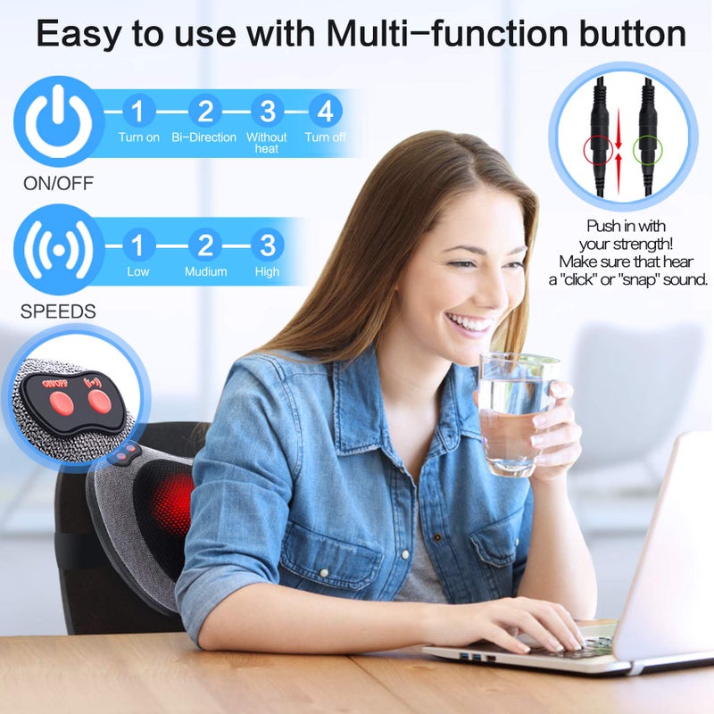 Papillon Shiatsu Back Massager with Heat, Deep Tissue Massage Pillow for Neck,Shoulder,Foot & Lower Back Pain Relief,Electric Kneading Massager for Home, Office, Car-Gifts for Mom, Dad, Men, Women - Image 2