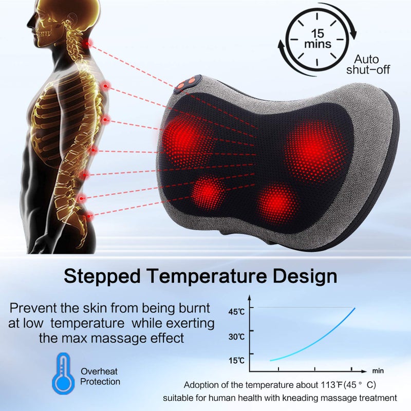 Papillon Shiatsu Back Massager with Heat, Deep Tissue Massage Pillow for Neck,Shoulder,Foot & Lower Back Pain Relief,Electric Kneading Massager for Home, Office, Car-Gifts for Mom, Dad, Men, Women - Image 4