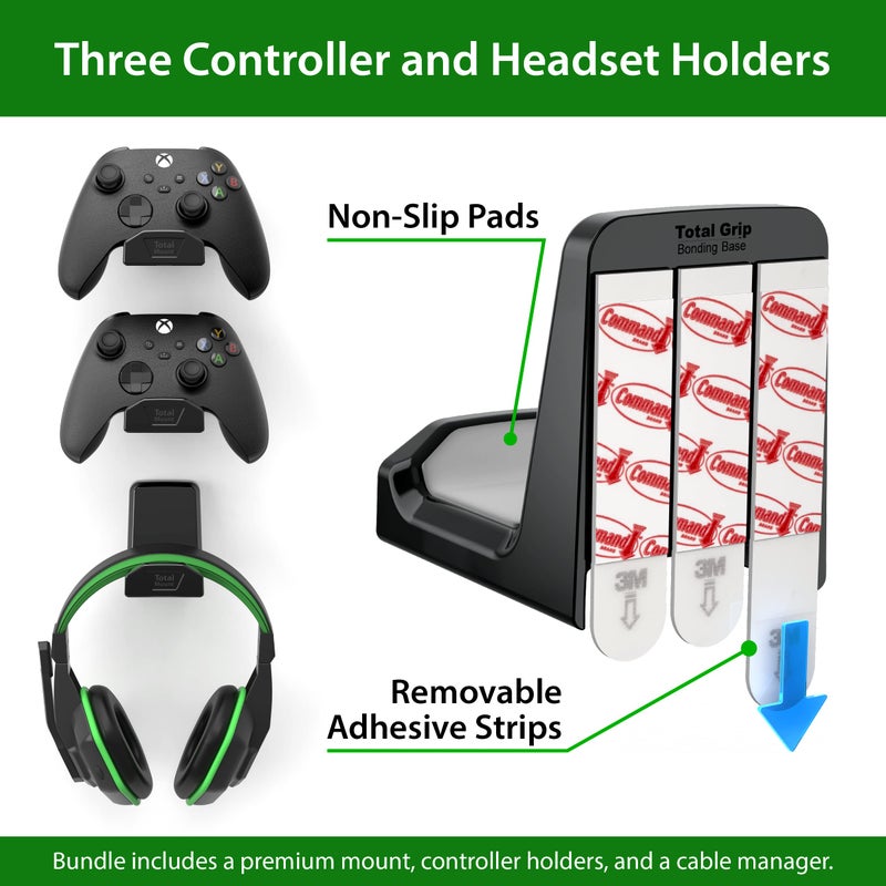 TotalMount – Wall Mount for Xbox Series X – Prevents Your Xbox from Falling by Securing Each Side (Large Bundle: Wall Mount and 3 Controller Holders) - Image 4