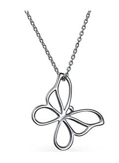 925 Sterling Silver Open Butterfly Pendant Necklace