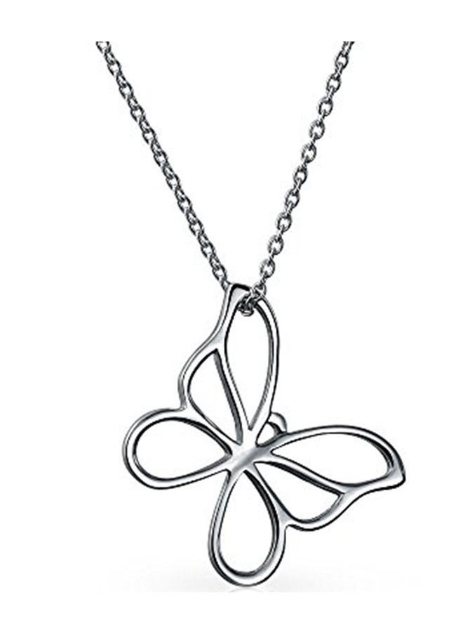 NIBEMINENT - 925 Sterling Silver Open Butterfly Pendant Necklace - Image 1