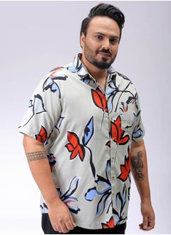 HARDSODA Men Plus Size Regular Fit Printed Cutaway Collar Half Sleeves Casual Shirt  - Image 3