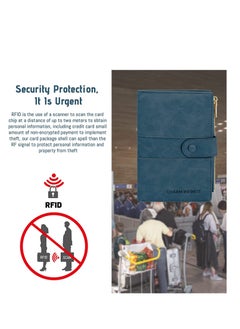 SYOSI حامل جواز السفر RFID Blocking، حافظة جواز السفر، محفظة سفر من الجلد الصناعي لجواز السفر وبطاقات الائتمان، محفظة بطاقات سفر كبيرة الحجم قابلة للطي مع سحاب  - Image 4