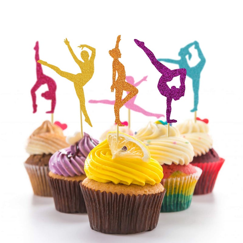 YOYMARR 31 Pieces Gymnastics Cake Topper Gymnast cupcake Topper for Gymnastics Themed Baby Girl Happy Birthday Party Supplies Colorful Sparkle Decorations - Image 5