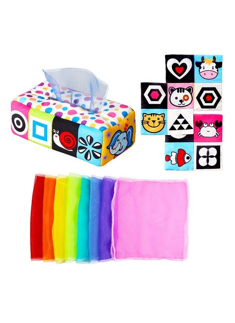 Montessori Toys for Babies Tissue Box Crinkle Toys，Infants Newborns Preschool Learning Gift