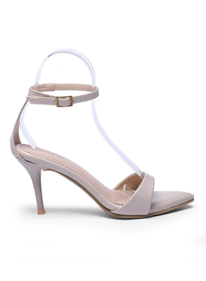 Gnist Nude Pointed Toe Ankle Strap High Heel Sandals