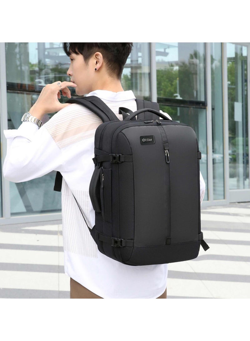 هايك Hike Unisex Expandable Shoulder Backpack Water Resistant Daypack with Built in USB port and Separate Laptop Compartment for Travel/Business/College, HK5038-BLACK - Image 2