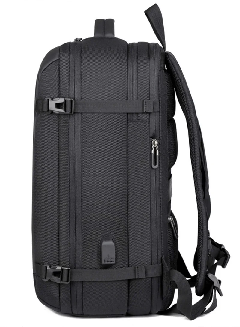 Hike  Unisex Expandable Shoulder Backpack Water Resistant Daypack with Built in USB port and Separate Laptop Compartment for Travel/Business/College, HK5038, Black  | Best Price UAE