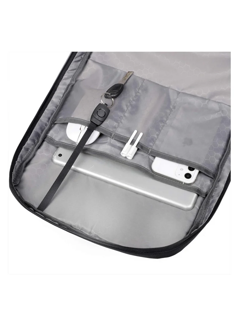 Hike  Unisex Expandable Shoulder Backpack Water Resistant Daypack with Built in USB port and Separate Laptop Compartment for Travel/Business/College, HK5038, Black  | Best Price UAE