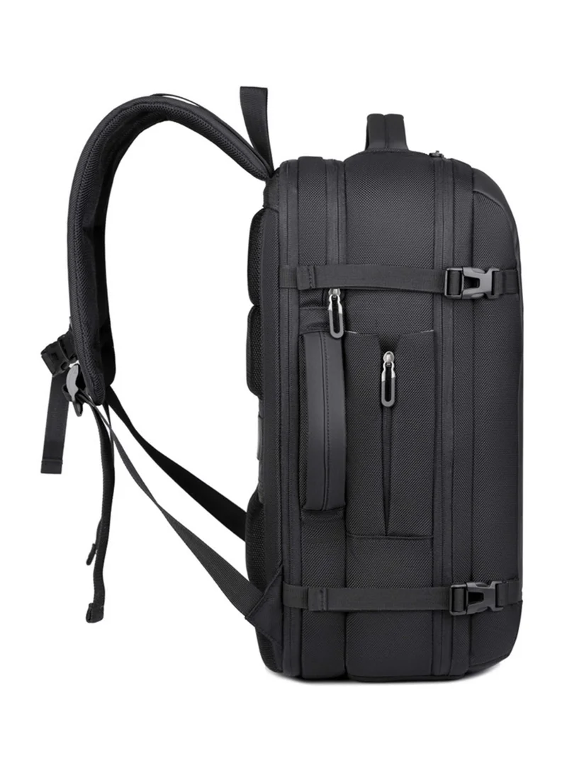 Hike  Unisex Expandable Shoulder Backpack Water Resistant Daypack with Built in USB port and Separate Laptop Compartment for Travel/Business/College, HK5038, Black  | Best Price UAE