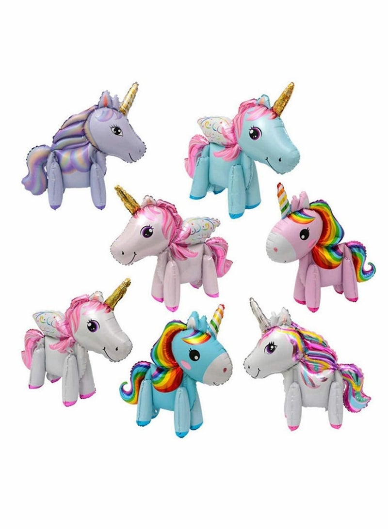 Excefore Unicorn Birthday Decorations for Girls Unicorn Party Supplies Purple Balloons Wedding Engagement Children's Day Foil Unicorn Horse Animal Balloons Toy 7PCS - Image 1