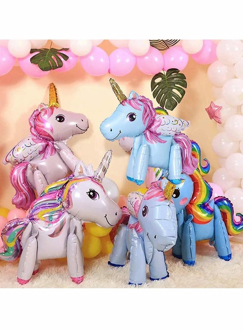 Excefore Unicorn Birthday Decorations for Girls Unicorn Party Supplies Purple Balloons Wedding Engagement Children's Day Foil Unicorn Horse Animal Balloons Toy 7PCS - Image 2