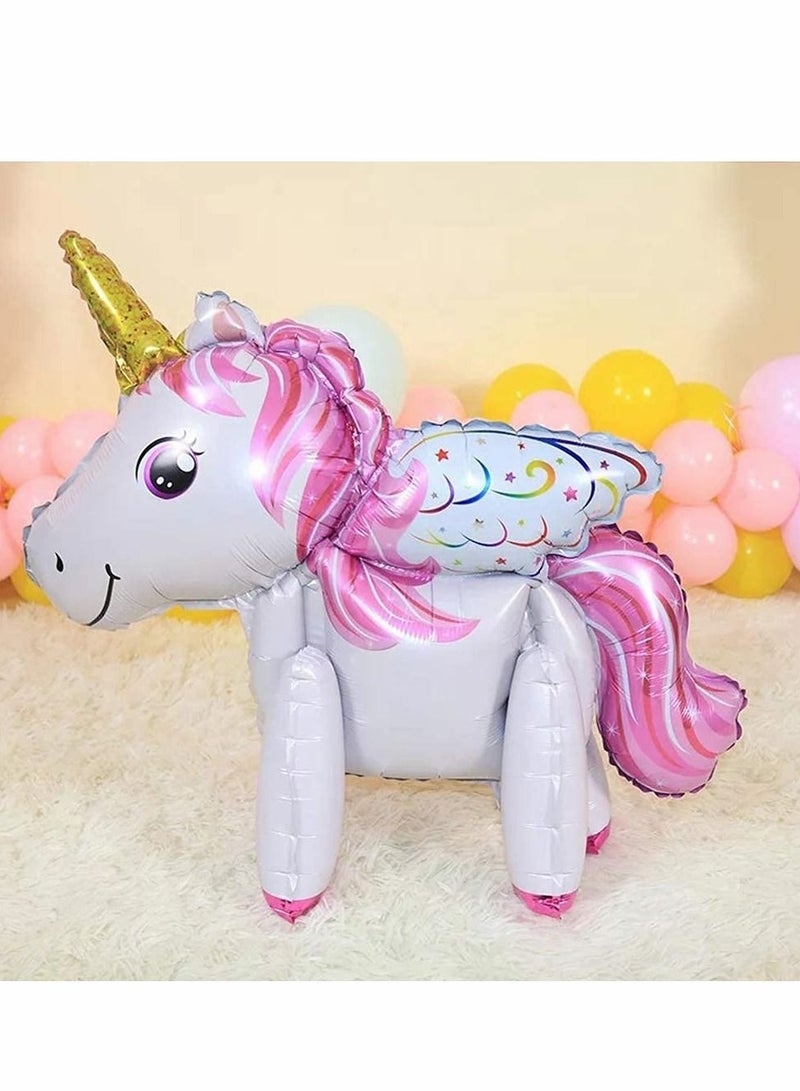 Excefore Unicorn Birthday Decorations for Girls Unicorn Party Supplies Purple Balloons Wedding Engagement Children's Day Foil Unicorn Horse Animal Balloons Toy 7PCS - Image 3