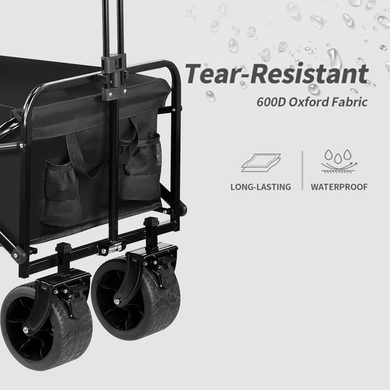 مولارد عربة قابلة للطي، عربة حديقة، عربة نقل، عربة متعددة الاستخدامات مع مقبض قابل للتعديل، سعة كبيرة 330 رطلاً، عربة قابلة للطي للتخييم والنزهات في الهواء الطلق مع حاملات مشروبات - Image 3