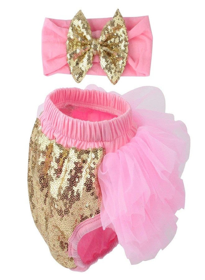 HIBA Baby Girl Diaper Cover Skirt with Bow Hairband Pink 12 to 18 Months - Image 2