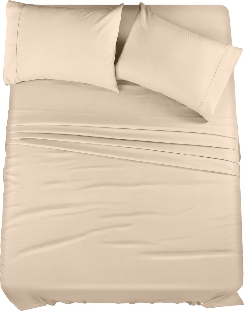 Utopia Bedding King Bed Sheets Set - 4 Piece Bedding - Brushed Microfiber - Shrinkage and Fade Resistant - Easy Care (King, Beige) - Image 1