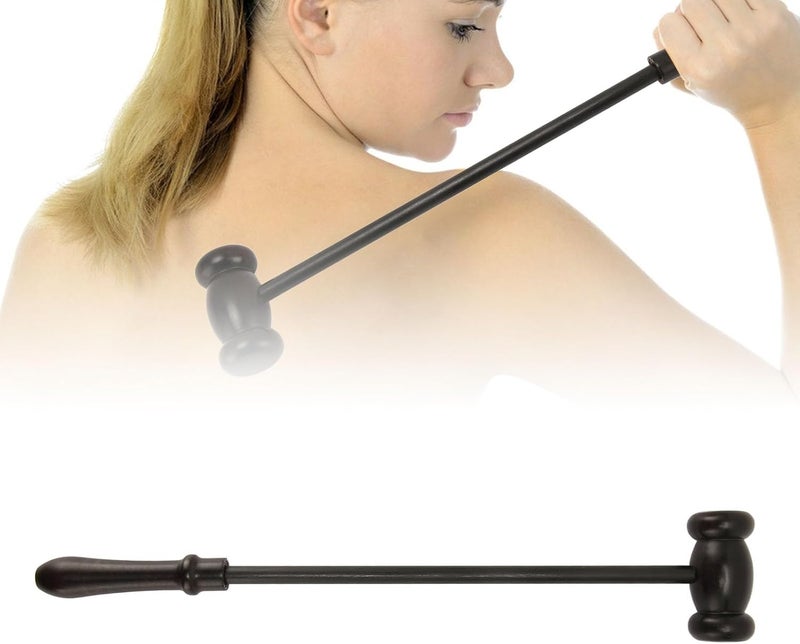 klarako Wooden Massage Hammer, Dumbbell Shaped Head Body Knock Massage Hammer with Comfortable Grip Handheld for Back Leg - Image 4