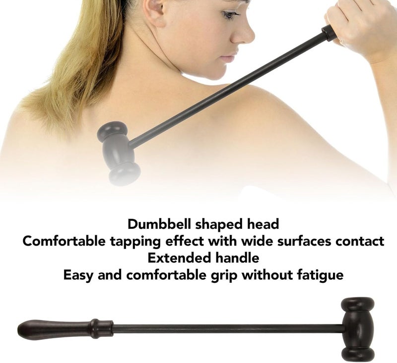 klarako Wooden Massage Hammer, Dumbbell Shaped Head Body Knock Massage Hammer with Comfortable Grip Handheld for Back Leg - Image 2